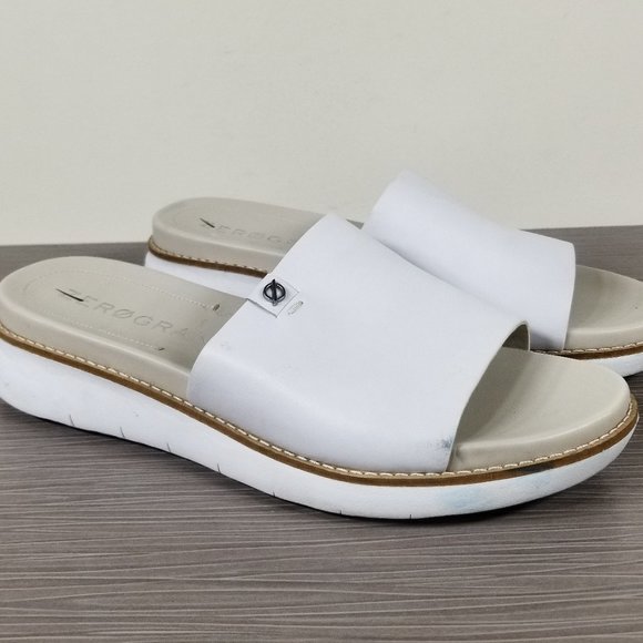 Cole Haan Zerogrand Wedge Slide Sandal, White PU Leather, Womens Size 7 B - Picture 2 of 11